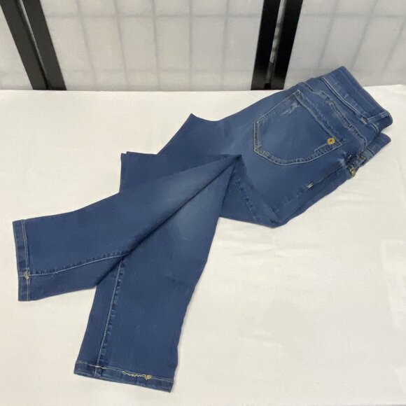 Democracy Mid Rise Ab-solution Ankle Skimmer Denim Blue Jeans Gold Buttons 10 - Picture 11 of 16